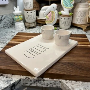 Rae Dunn White Ceramic Cheese Charcuterie Board with Jam and Fruit bowls - Picture 1 of 4