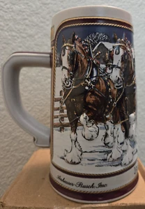 Ceramarte Budweiser Vintage 1989 Holiday Beer Stein Krug Clydesdale Collectors Series - Bild 1 von 6