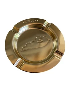 Kentucky Gold-Toned Souvenir Ashtray With Embossed Map Design & Lexington Detail - Picture 1 of 4