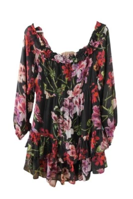 Vestido feminino INTERMIX Knightly estampa floral mini comprimento fora do ombro P pequeno - Imagem 1 de 4