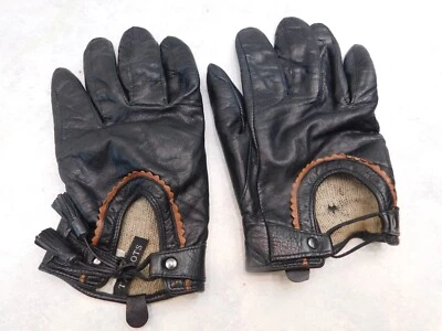 LUVAS DE CONDUÇÃO TALBOTS FEMININAS DE COURO PRETO FORRO DE LÃ E CASHMERE TAMANHO MÉDIO - Imagem 1 de 4