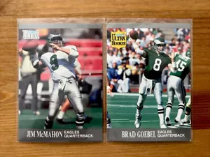 Lotto 2 QB JIM McMAHON & Brad GOEBEL PHILADELPHIA EAGLES FLEER ULTRA NFL 1991 - Foto 1 di 2
