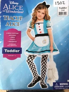Disney Alice im Wunderland Teetasse Alice Kostüm Kleinkind 3-4 - Neu mit Etikett - Bild 1 von 4