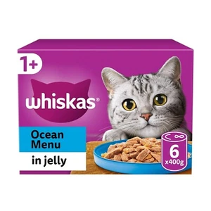 Whiskas Ocean Menu Adult Wet Cat Food Fish in Jelly Tin 6x400g PACK OF 2 - Picture 1 of 1