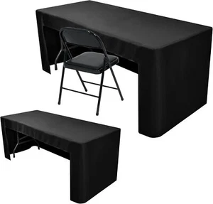 2 Pack Fitted Black Tablecloth For 4 Foot Tablesopen Back Folding Table Cover Wa - Picture 1 of 2