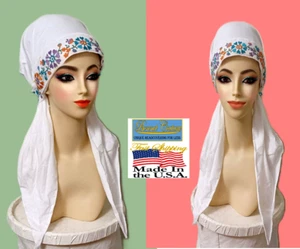 Sin cordones preatados. Pañuelo para la cabeza envoltura para el cabello cabeza convertidor tichel. Bordado cosido - Imagen 1 de 9