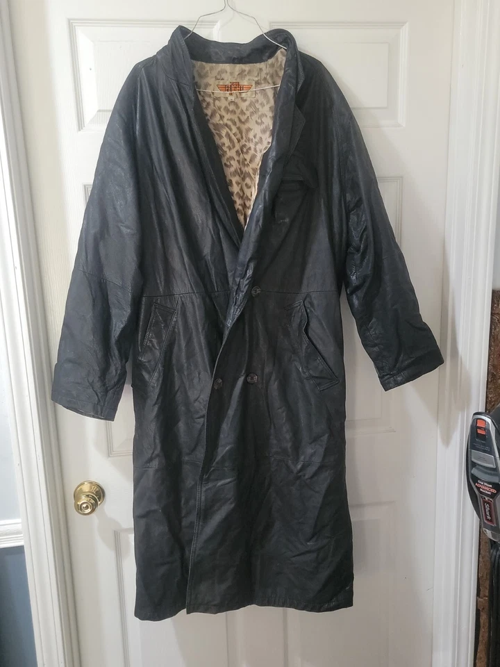 CHAQUETA GABARDINA LARGA DE CUERO VINTAGE PARA MUJER TALLA S Pequeña THE FLIGHT CLUB (#276) Foto 1 de 4