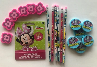 Disney Minnie Mouse Back to School Set of 6 Pencils, Stickers, & Set of Erasers - Imagem 1 de 4