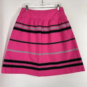 Worth Skirt Women's Size 6 Knee Length High Rise A-Line Pink Striped 100% Cotton - Picture 1 of 11