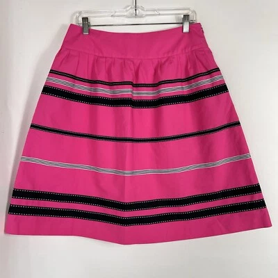 Worth Skirt Women's Size 6 Knee Length High Rise A-Line Pink Striped 100% Cotton - Image 1 of 4