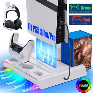 PS5 Slim Controller Charger Station Vertical Cooling Fan Stand For Playstation 5 - Picture 1 of 20