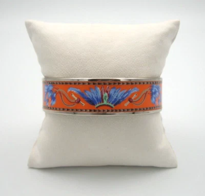 PULSERA BRAZALETE ESMALTE ESTAMPADO TOCADO PLUMAS PARÍS RETIRADO HERMES PARÍS 18 MM ANCHO Foto 1 de 4