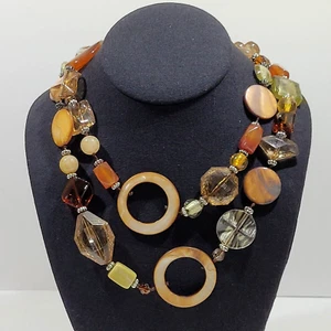 Boho Hippie Style Mixed Material Chunky Statement Necklace Vintage Unique Look - Picture 1 of 24