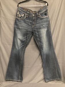 Rock Revival Remy Slim Boot Denim Blue Dark Jeans Men's Size 36 (J44)