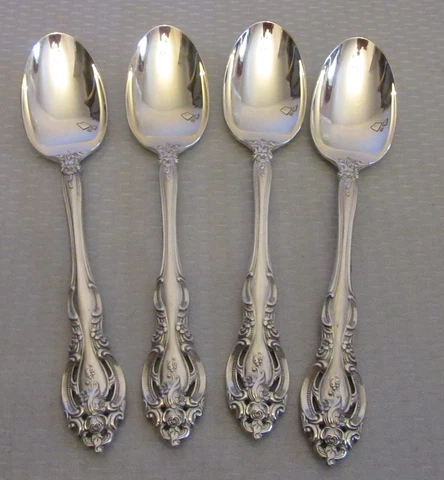 Gorham Sterling Silver LA SCALA TEA SPOONS Set 4P 6-1/4" no mono 153g teaspoons Cover