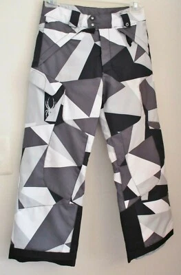 Spyder Thinsulate Kids Snow Pants, Black, Gray White Adjustable Waist, Size 8 - Image 1 of 4