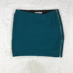 BERSHKA COLLECTION Textured Teal Mini Bodycon Skirt Size Small - Picture 1 of 8