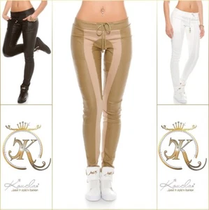 Trendy KouCla Joggers in Lederlook & Stoff applik - Bild 1 von 10