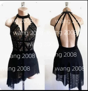 Adult  Ice Skating Figure skating Dress Gymnastics Costume black - Bild 1 von 8
