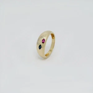 Ring Bandring mit 0,02ct Brillant, Saphir und Rubin in 585/14K Gelbgold Gr. 54 - Bild 1 von 4