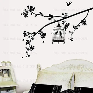 Tree & Bird Cage Wall Stickers Removable Art Decal Home Decor Wallpaper Bedroom - Picture 1 of 7