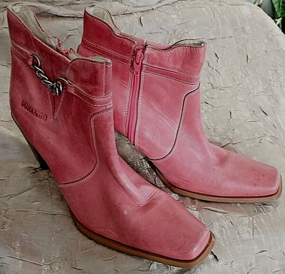 Durango ANKLE BOOTS 6.5M High Heel Pink Leather Booties Western Boots Zip Up - Image 1 of 4