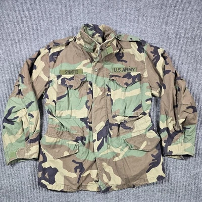 Jaqueta de Campo Masculina Vintage Exército dos EUA M65 Pequena Curta Floresta Camuflagem Casaco do Exército - Imagem 1 de 4
