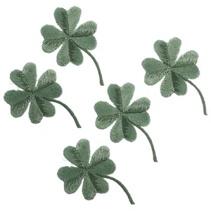 5 Pcs Four -leaf Grass Paste Flower Applique Patches for Clothes Sew on - Picture 1 of 12