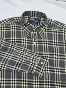 Polo Ralph Lauren Hemd Herren Große L grau kariert Flanell Lowell Sport rot Pony - Bild 1 von 7