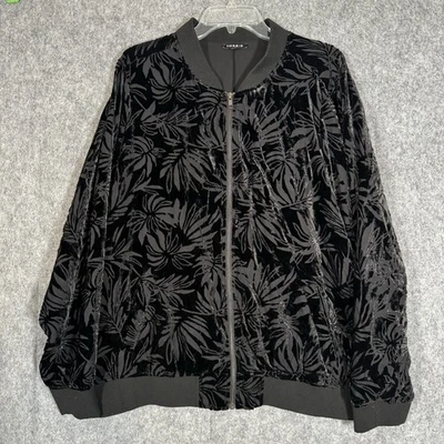 Chaqueta TORRID Mujer Talla 3X Terciopelo Negro Burnout Terciopelo Goblincore Bombardero Gótico Foto 1 de 4