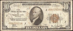 1929 $10 DOLLAR BILL BROWN SEAL BANK NOTE OLD PAPER MONEY NATIONAL CURRENCY - Picture 1 of 2