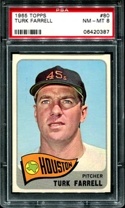 1965 Topps #80 TURK FARRELL Houston Colts PSA 8 NM-MT VERY LOW POP! - Picture 1 of 2