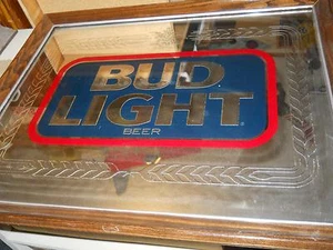 Budweiser Light Advertising sign/mirror new in original box,1988 - Picture 1 of 4