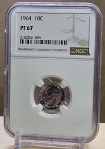 1964 P 10c ROOSEVELT DIME - NGC PF67 - SILVER COIN - 10 CENTS - Picture 1 of 2