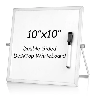 Trockenlöschen Whiteboard Desktop Mini Staffelei 360 umkehrbar Notizblock Büro - Bild 1 von 3