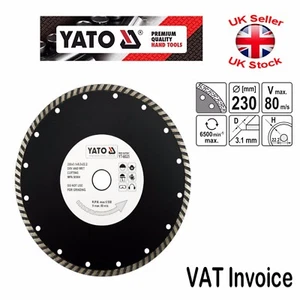 Yato Diamond Blade Disc 230mm 9" Turbo Type For Concrete Tile Bricks Stone - Picture 1 of 1