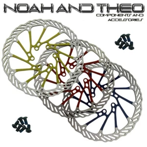 410 Stainless Steel Bicycle Disc Brake Rotors 160mm incl. bolts Blue Red Yellow - Picture 1 of 9