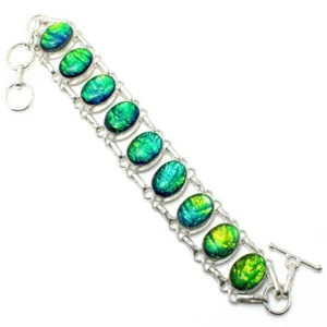 Triplet Opals Gemstone Handmade 925 Sterling Silver Jewelry Bracelets Size 7-8" - Picture 1 of 1