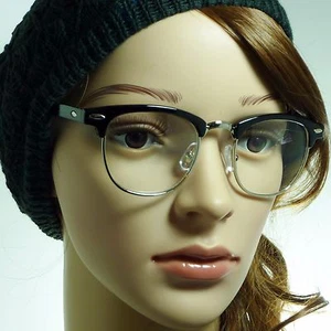 Años 60 70 Retro Medio Sin Montura Metal Redondo Unisex Marco Lentes Transparentes Gafas NUEVAS - Imagen 1 de 9