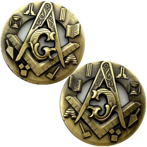 Masonic Working Tools Art Coin for Freemason Study Office Decor+Display Holder - Picture 1 of 7