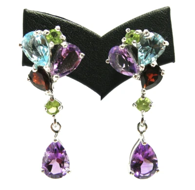 MERAVIGLIOSO ORECCHINI IN ARGENTO 925 CON PIETRE NATURALI MISTI - Immagine 1 di 4