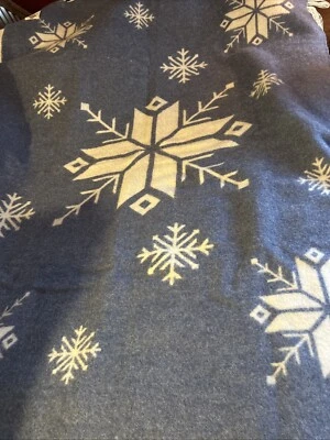 Lopi Pure Wool Blanket Throw Istex Iceland Blue Cream Snowflake Design 52”x 61” - Image 1 of 4