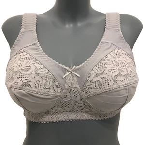 Silver Grey Support Bra 48C wirefree wireless no padding wide comfort straps - Bild 1 von 9
