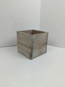 1800 Flower Gray Wooden Cube Planter Vase Wedding Centerpiece Floral Arrangement - Picture 1 of 9