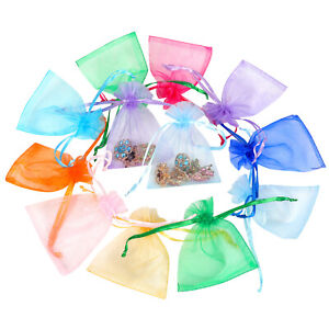 13x18cm LYSXP 100pcs 5X7 Inches Christmas Drawstring Organza Gift Bag Pouches Drawstring Organza Jewelry Candy Pouch Party Wedding Favor Gift Bags Mixed, 5x7 