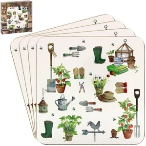 Juego de 4 Posavasos Laminados Jardinería Jardín Embalados de Regalo Gran Gama En Stock - Imagen 1 de 1