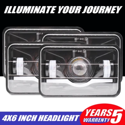 For Cadillac Fleetwood/DeVille 1975-1986 4pcs 4x6"inch Led Headlights Hi/Lo DRL Foto 1 de 4