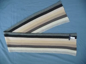 French Connection Scarf 100% Wool Made in UK Striped Warm 9"x61" Muted Colors - Picture 1 of 3