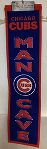 Chicago Cubs MAN CAVE Wool Embroidered Wall Banner NEW - Picture 1 of 1