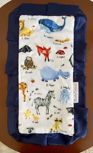 MINKY COUTURE Navy Blue Security Blanket or Burb Cloth or Lovey~Animals~ - Picture 1 of 4